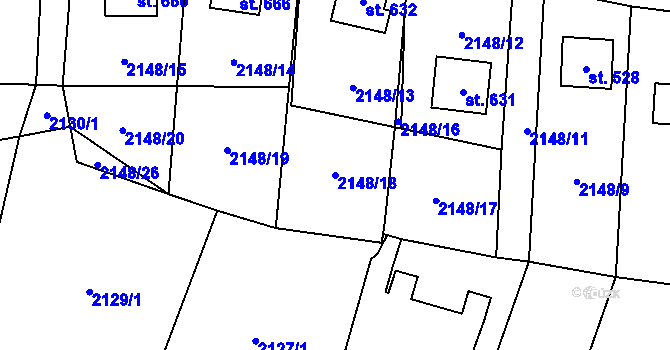 Parcela st. 2148/18 v KÚ Přemyslovice, Katastrální mapa