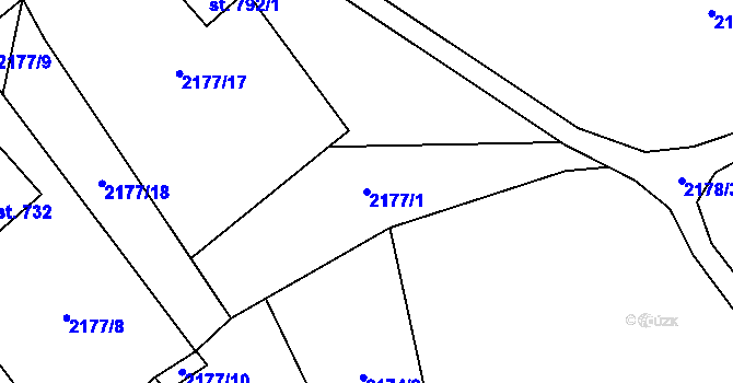 Parcela st. 2177/1 v KÚ Přemyslovice, Katastrální mapa