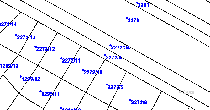 Parcela st. 2272/4 v KÚ Přemyslovice, Katastrální mapa