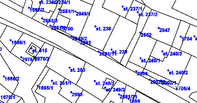 Parcela st. 2681/11 v KÚ Přemyslovice, Katastrální mapa