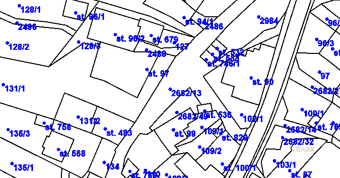 Parcela st. 2682/13 v KÚ Přemyslovice, Katastrální mapa