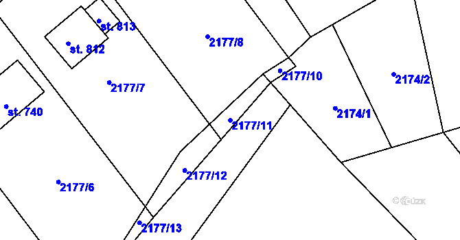 Parcela st. 2177/11 v KÚ Přemyslovice, Katastrální mapa