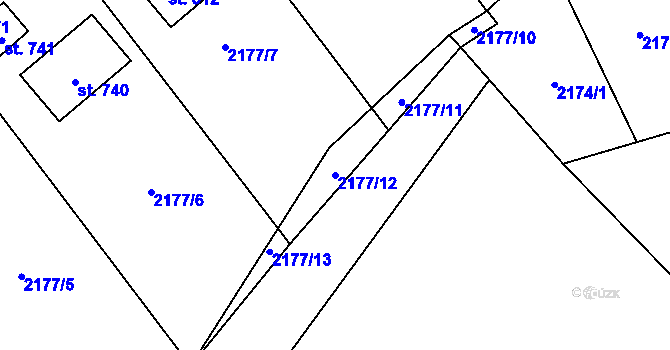 Parcela st. 2177/12 v KÚ Přemyslovice, Katastrální mapa