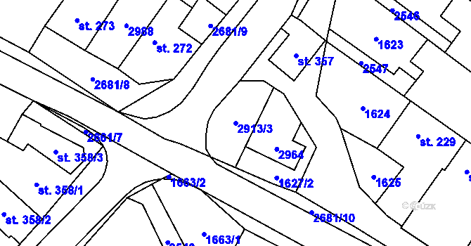 Parcela st. 2913/3 v KÚ Přemyslovice, Katastrální mapa
