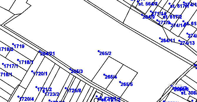 Parcela st. 265/2 v KÚ Přemyslovice, Katastrální mapa