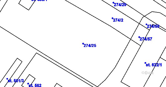 Parcela st. 274/25 v KÚ Přemyslovice, Katastrální mapa