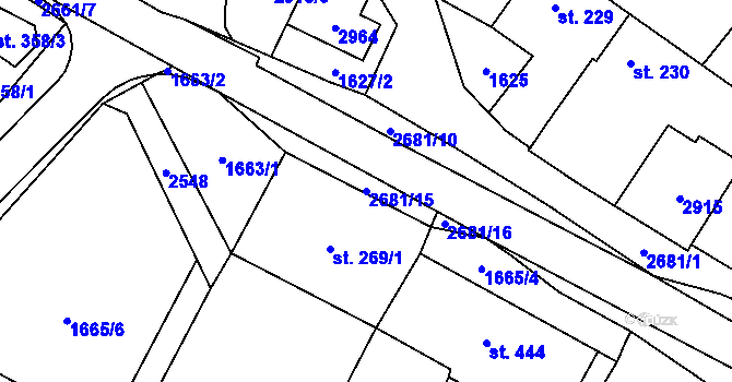 Parcela st. 2681/15 v KÚ Přemyslovice, Katastrální mapa