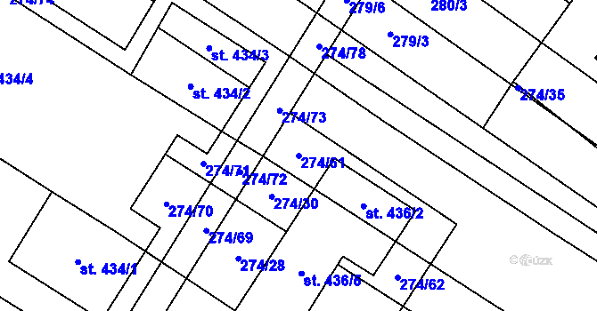 Parcela st. 274/61 v KÚ Přemyslovice, Katastrální mapa