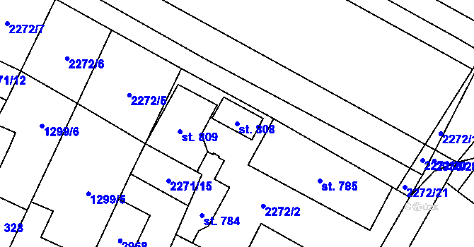 Parcela st. 808 v KÚ Přemyslovice, Katastrální mapa