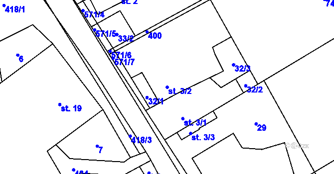Parcela st. 3/2 v KÚ Štarnov u Přemyslovic, Katastrální mapa