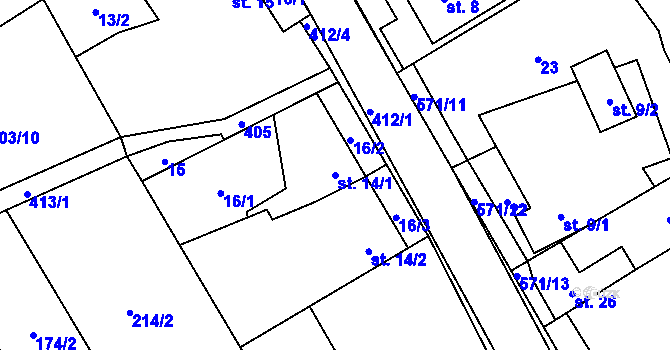 Parcela st. 14/1 v KÚ Štarnov u Přemyslovic, Katastrální mapa