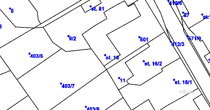 Parcela st. 18 v KÚ Štarnov u Přemyslovic, Katastrální mapa