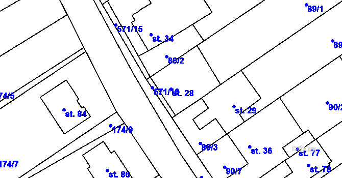 Parcela st. 28 v KÚ Štarnov u Přemyslovic, Katastrální mapa