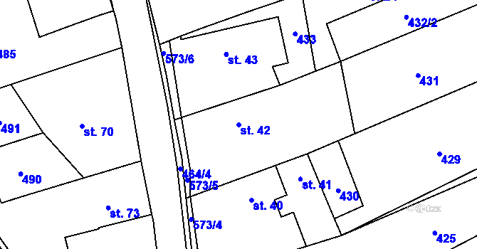 Parcela st. 42 v KÚ Štarnov u Přemyslovic, Katastrální mapa