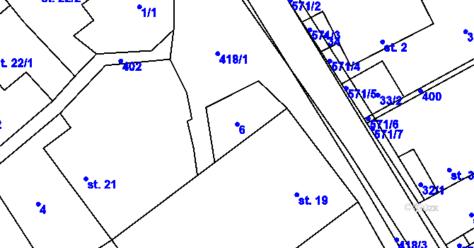 Parcela st. 6 v KÚ Štarnov u Přemyslovic, Katastrální mapa