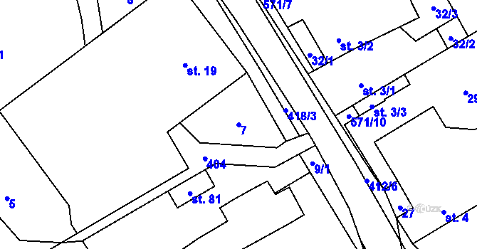 Parcela st. 7 v KÚ Štarnov u Přemyslovic, Katastrální mapa