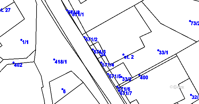 Parcela st. 34 v KÚ Štarnov u Přemyslovic, Katastrální mapa
