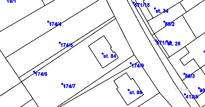 Parcela st. 84 v KÚ Štarnov u Přemyslovic, Katastrální mapa