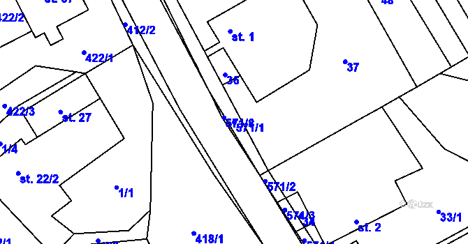 Parcela st. 571/1 v KÚ Štarnov u Přemyslovic, Katastrální mapa