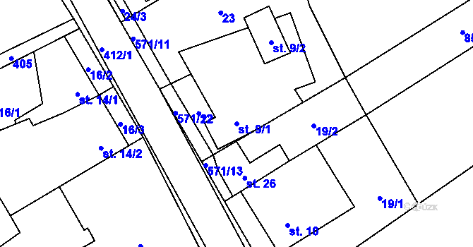 Parcela st. 9/1 v KÚ Štarnov u Přemyslovic, Katastrální mapa