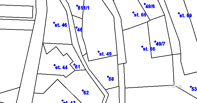 Parcela st. 49 v KÚ Přepeře, Katastrální mapa