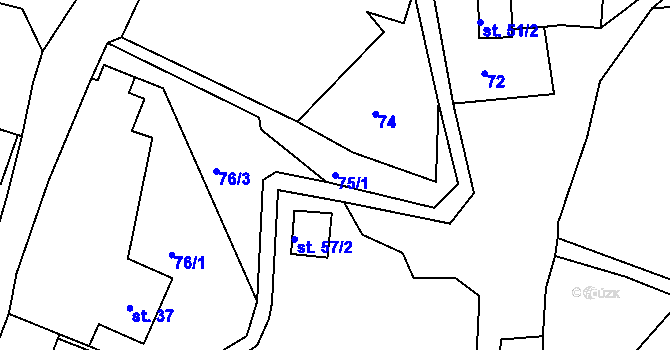 Parcela st. 75/1 v KÚ Přepeře, Katastrální mapa