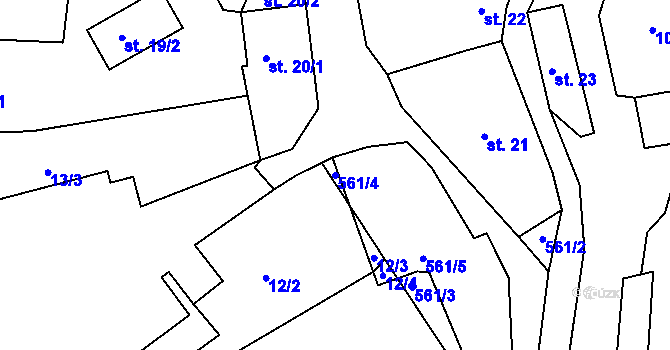 Parcela st. 561/4 v KÚ Přepeře, Katastrální mapa