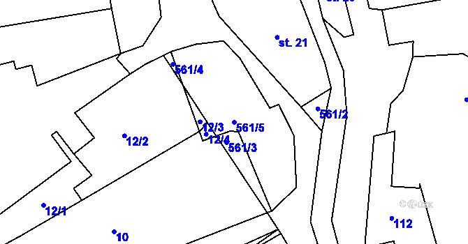Parcela st. 561/5 v KÚ Přepeře, Katastrální mapa