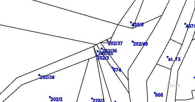 Parcela st. 202/35 v KÚ Přepeře, Katastrální mapa