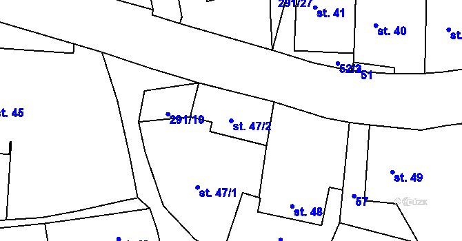 Parcela st. 47/2 v KÚ Přepeře u Turnova, Katastrální mapa