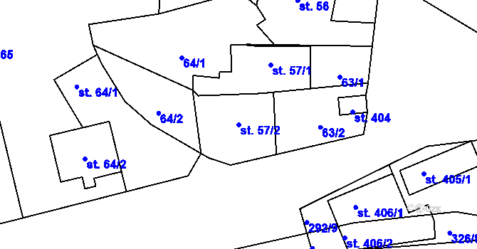 Parcela st. 57/2 v KÚ Přepeře u Turnova, Katastrální mapa