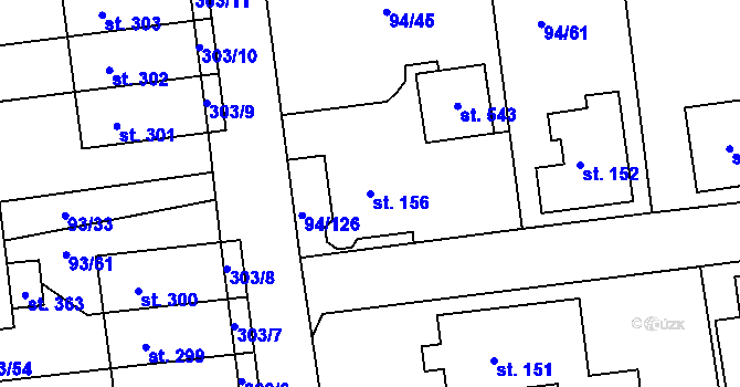Parcela st. 156 v KÚ Přepeře u Turnova, Katastrální mapa