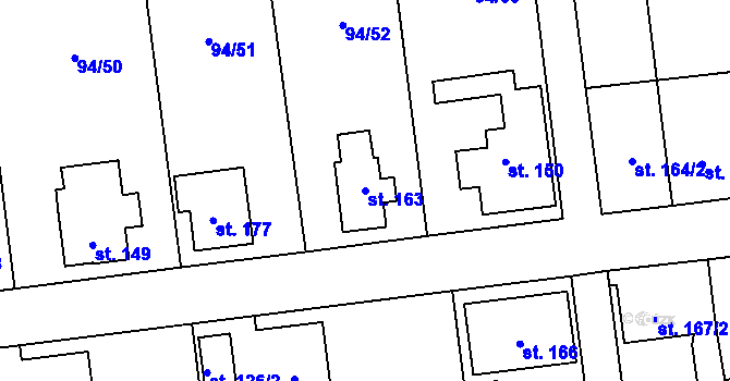 Parcela st. 163 v KÚ Přepeře u Turnova, Katastrální mapa