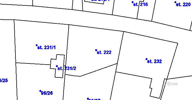 Parcela st. 222 v KÚ Přepeře u Turnova, Katastrální mapa