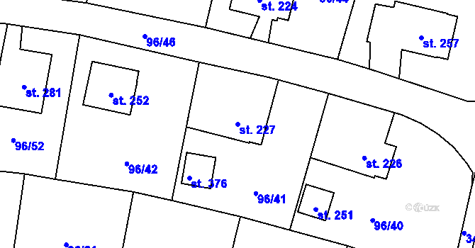 Parcela st. 227 v KÚ Přepeře u Turnova, Katastrální mapa