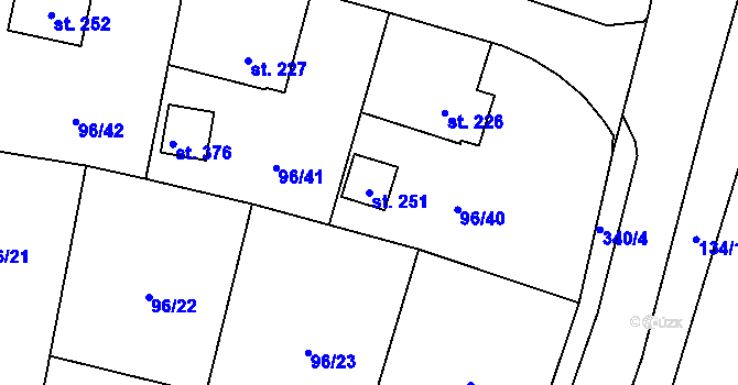 Parcela st. 251 v KÚ Přepeře u Turnova, Katastrální mapa