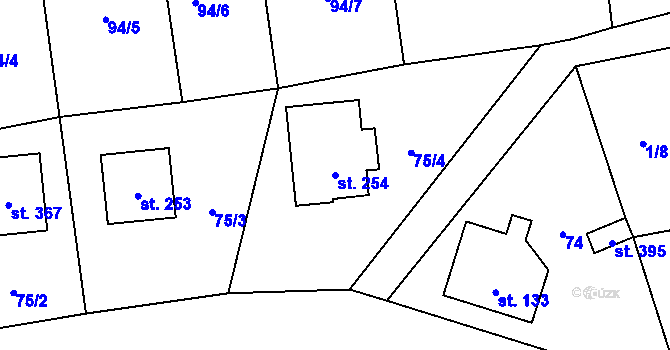 Parcela st. 254 v KÚ Přepeře u Turnova, Katastrální mapa