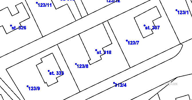 Parcela st. 318 v KÚ Přepeře u Turnova, Katastrální mapa