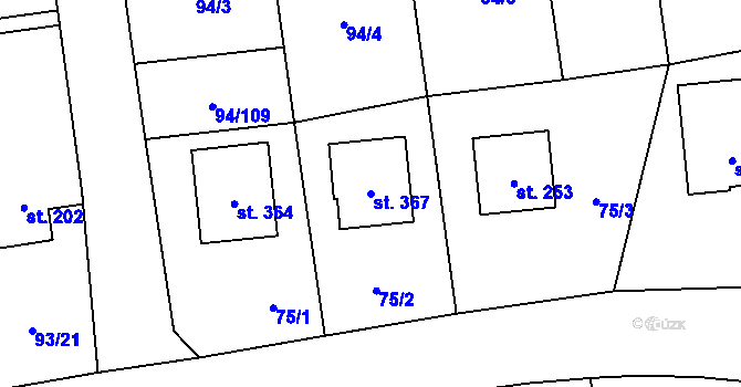 Parcela st. 367 v KÚ Přepeře u Turnova, Katastrální mapa