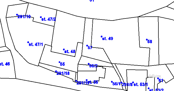 Parcela st. 57 v KÚ Přepeře u Turnova, Katastrální mapa