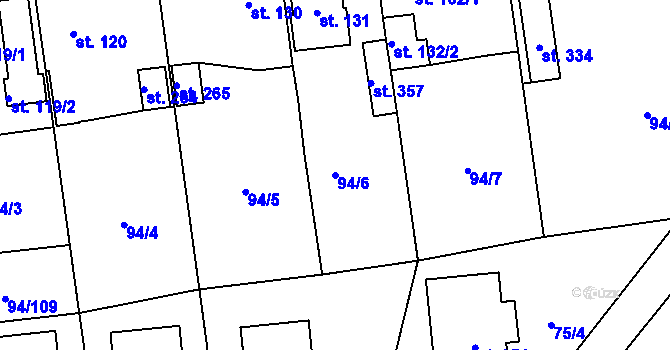 Parcela st. 94/6 v KÚ Přepeře u Turnova, Katastrální mapa