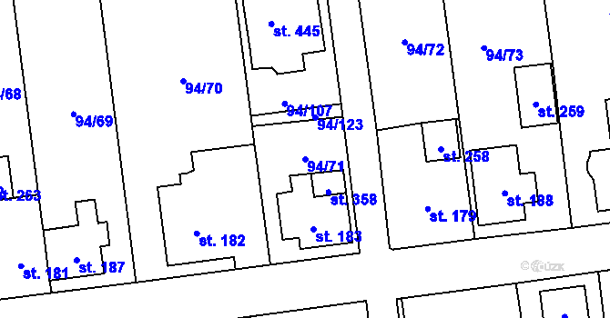 Parcela st. 94/71 v KÚ Přepeře u Turnova, Katastrální mapa