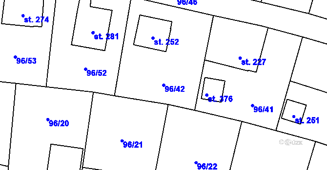 Parcela st. 96/42 v KÚ Přepeře u Turnova, Katastrální mapa
