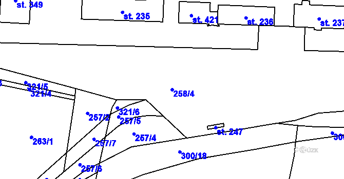 Parcela st. 258/4 v KÚ Přepeře u Turnova, Katastrální mapa
