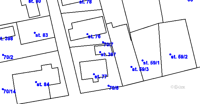 Parcela st. 397 v KÚ Přepeře u Turnova, Katastrální mapa
