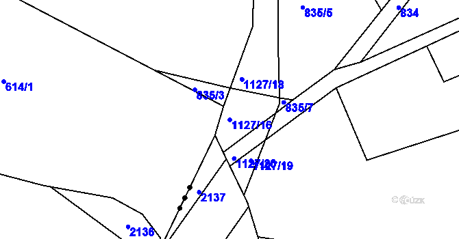 Parcela st. 1127/16 v KÚ Přepeře u Turnova, Katastrální mapa