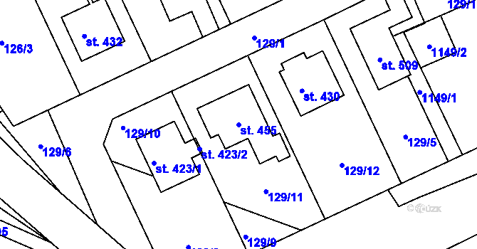 Parcela st. 455 v KÚ Přepeře u Turnova, Katastrální mapa