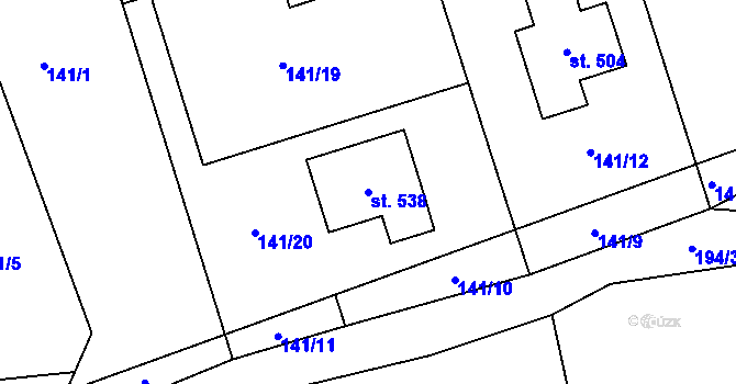 Parcela st. 538 v KÚ Přepeře u Turnova, Katastrální mapa