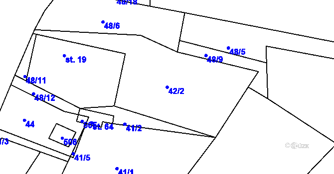 Parcela st. 42/2 v KÚ Přepychy, Katastrální mapa