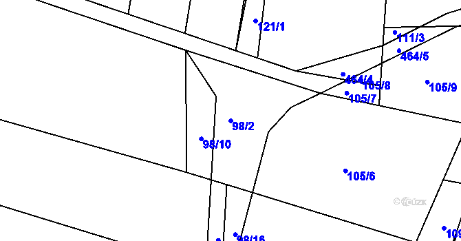 Parcela st. 98/2 v KÚ Přepychy, Katastrální mapa